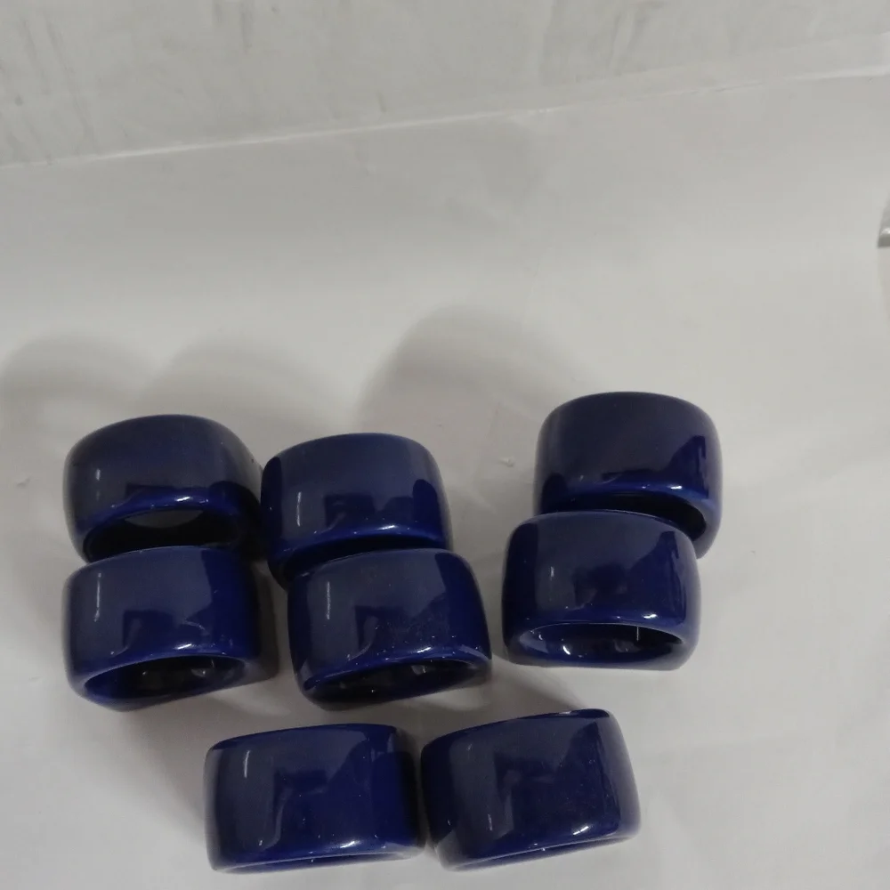 Vintage 8 Napkin Rings Cobalt Blue Ceramic Pier1